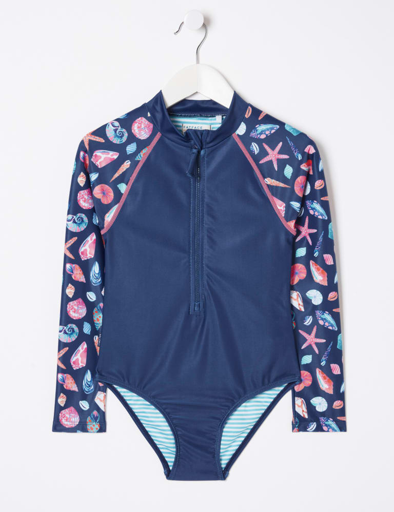 Shell Print Long Sleeve Swimsuit 3 Yrs 13 Yrs