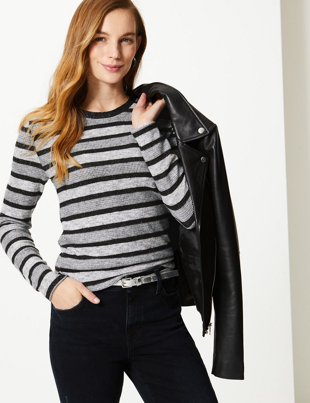 Shimmer Striped Cosy Round Neck Top 2 of 4
