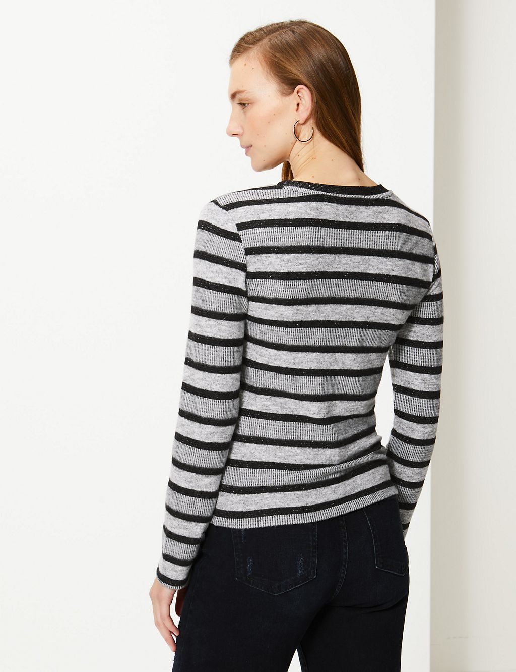 Shimmer Striped Cosy Round Neck Top 4 of 4