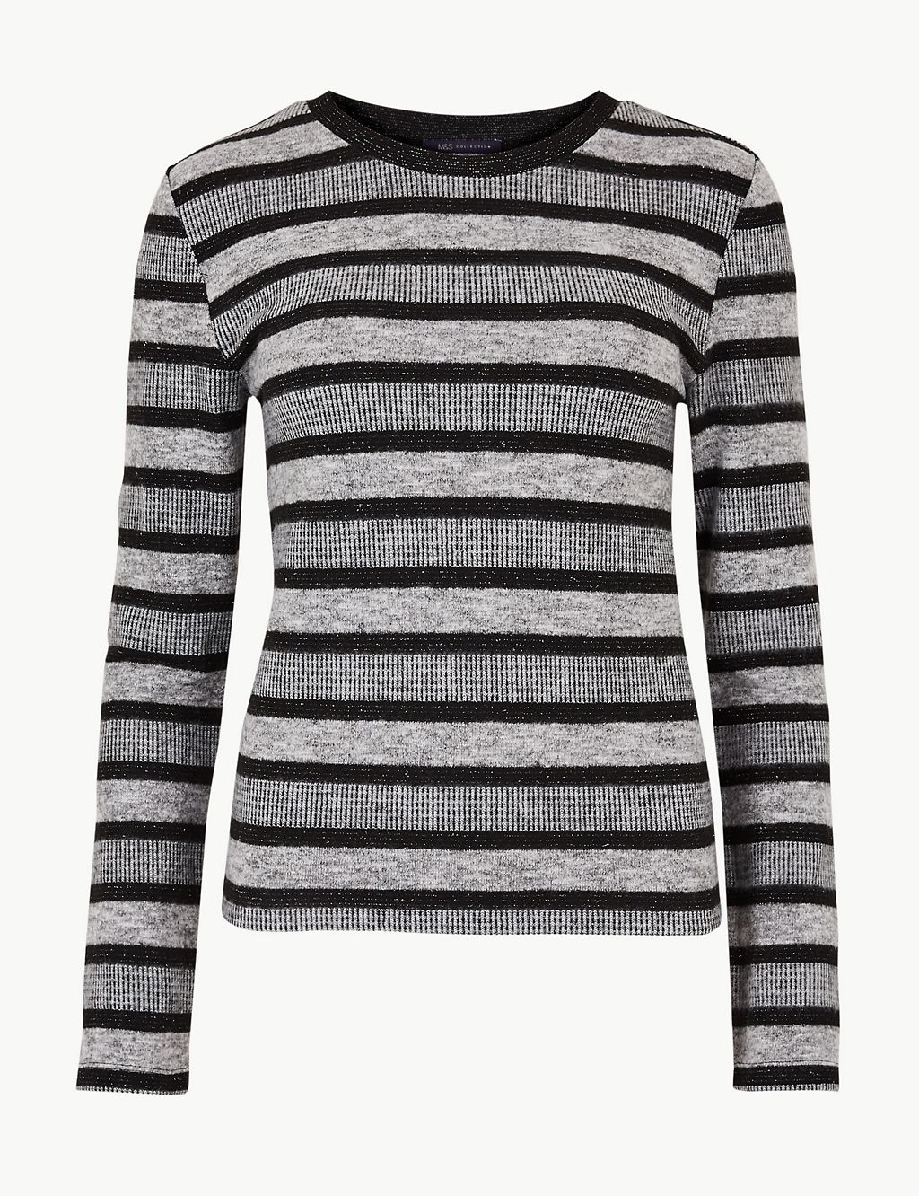 Shimmer Striped Cosy Round Neck Top 1 of 4