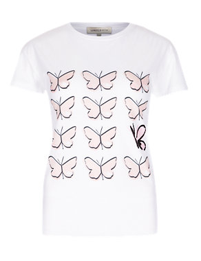 Short Sleeve Butterfly Print T-Shirt Image 2 of 4