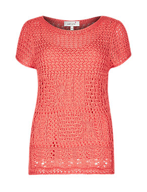 Short Sleeve Crochet Jumper with Camisole Image 2 of 4