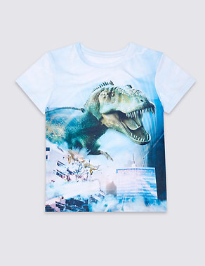 Short Sleeve Dinosaur Print T-Shirt (3-14 Years) Image 2 of 3