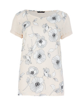 Short Sleeve Floral Placement T-Shirt Image 2 of 3