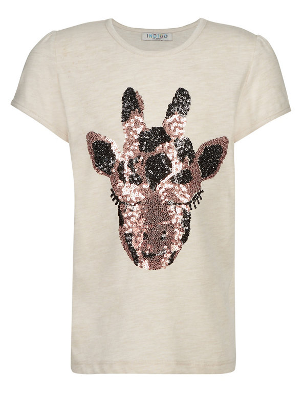 Short Sleeve Giraffe Girls T-Shirt (1-7 Years) Image 1 of 2