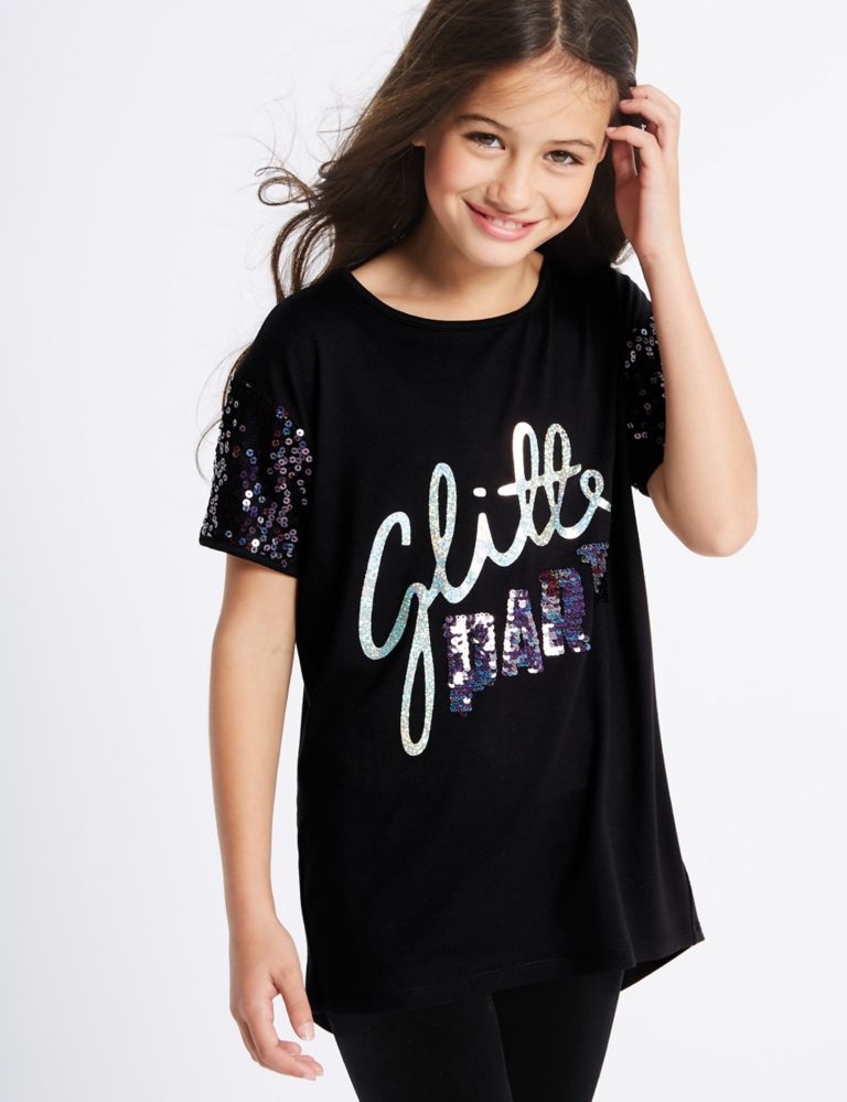 Short Sleeve Glitter Top (3-14 Years) 1 of 3