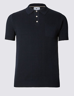 Short Sleeve Knitted Polo Shirt Image 2 of 5