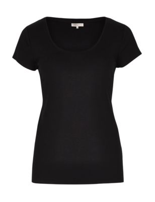 Short Sleeve Scoop Neck Top with Modal Image 2 of 4
