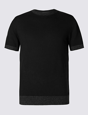 Short Sleeve Tailored Fit Knitted T-Shirt Image 2 of 3