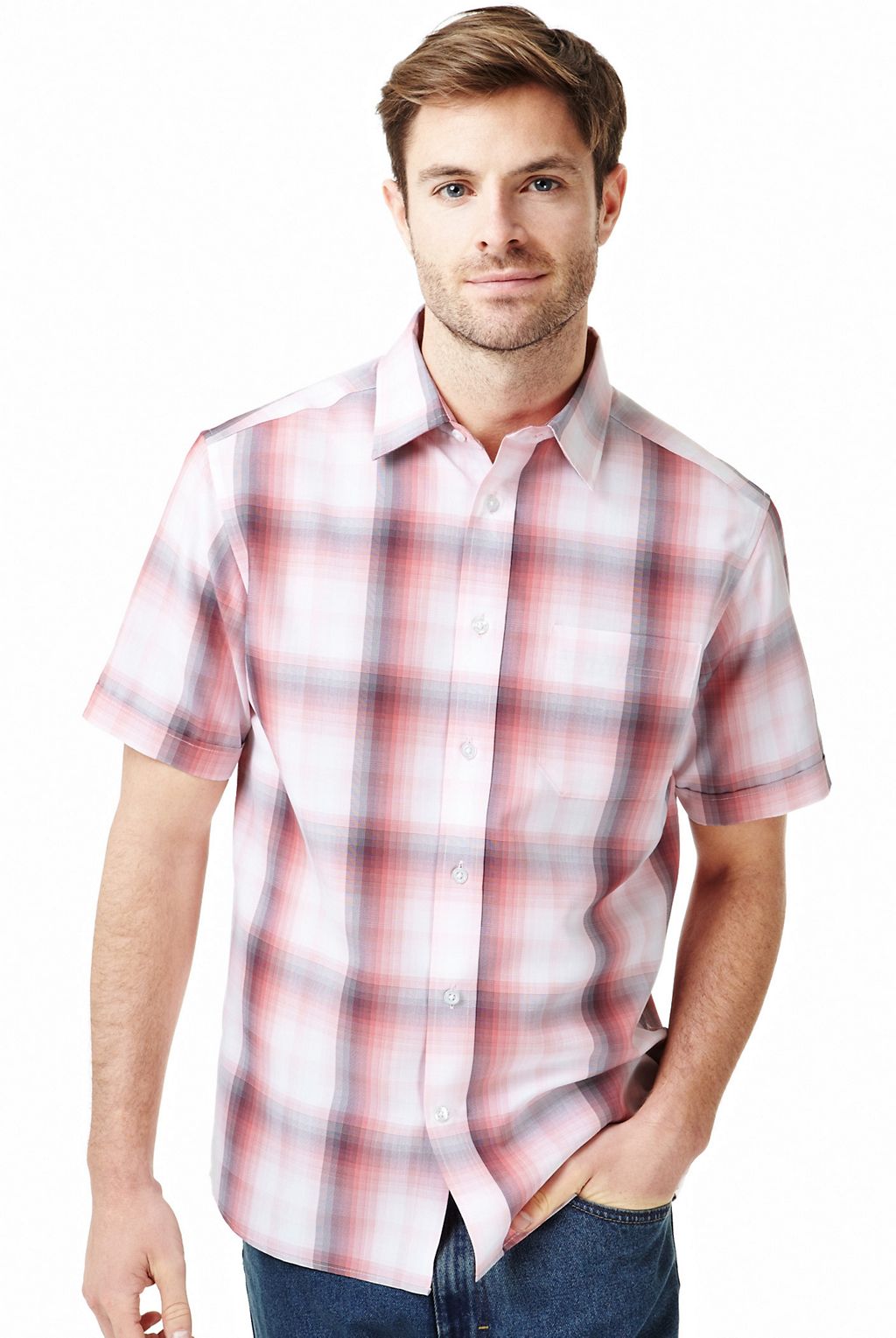 Short Sleeve Tonal Checked Shirt with Modal 1 of 1