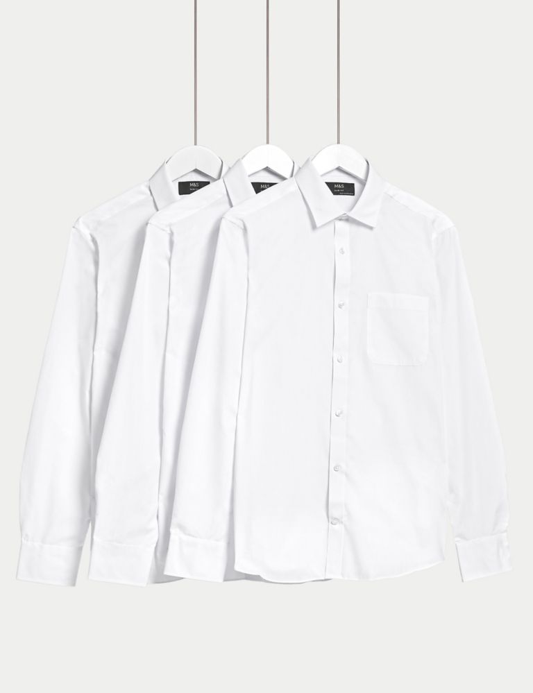 Shorter Length 3pk Slim Fit Easy Iron Long Sleeve Shirts 1 of 5