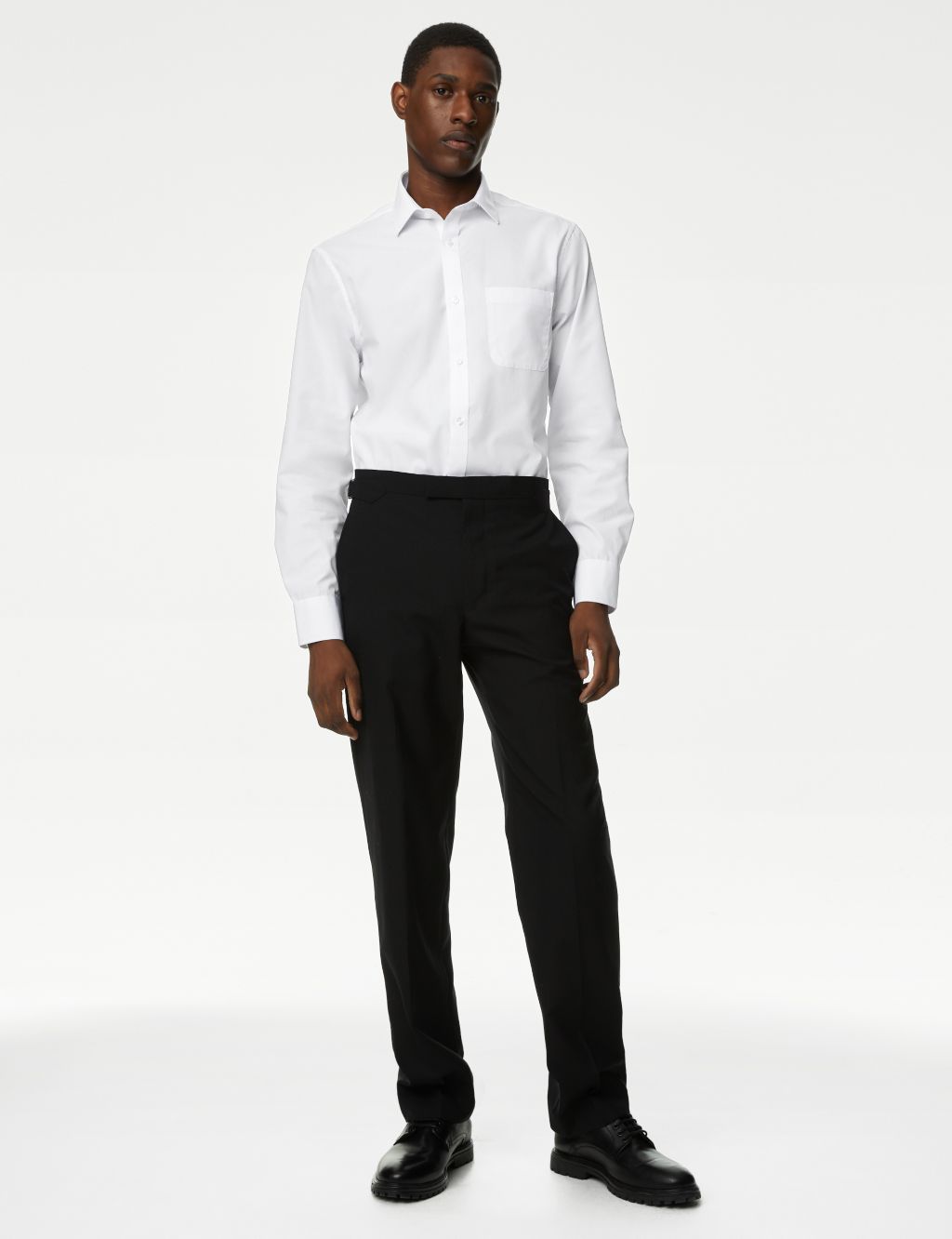 Shorter Length 3pk Slim Fit Easy Iron Long Sleeve Shirts | M&S ...