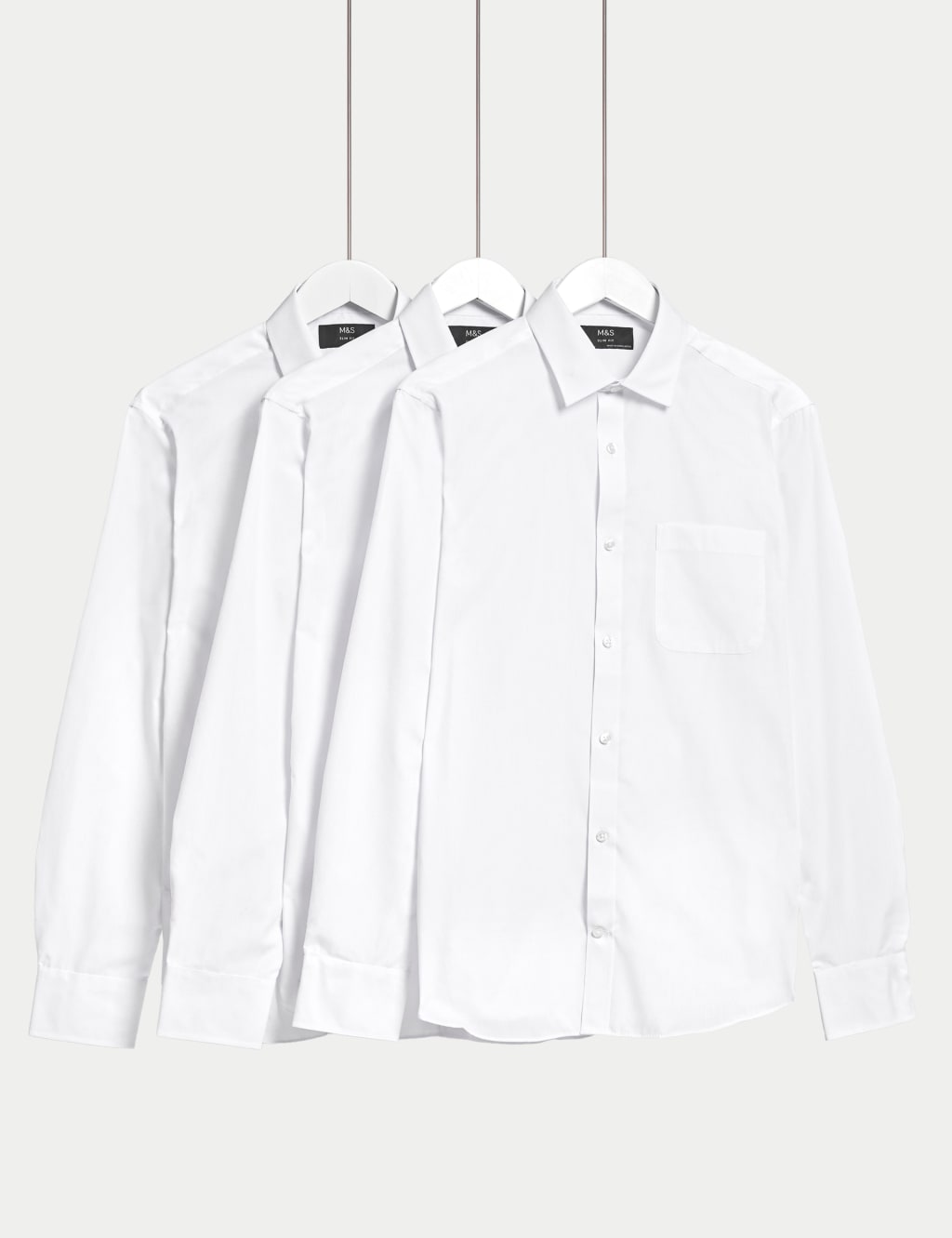 Shorter Length 3pk Slim Fit Long Sleeve Shirts M&S Collection M&S