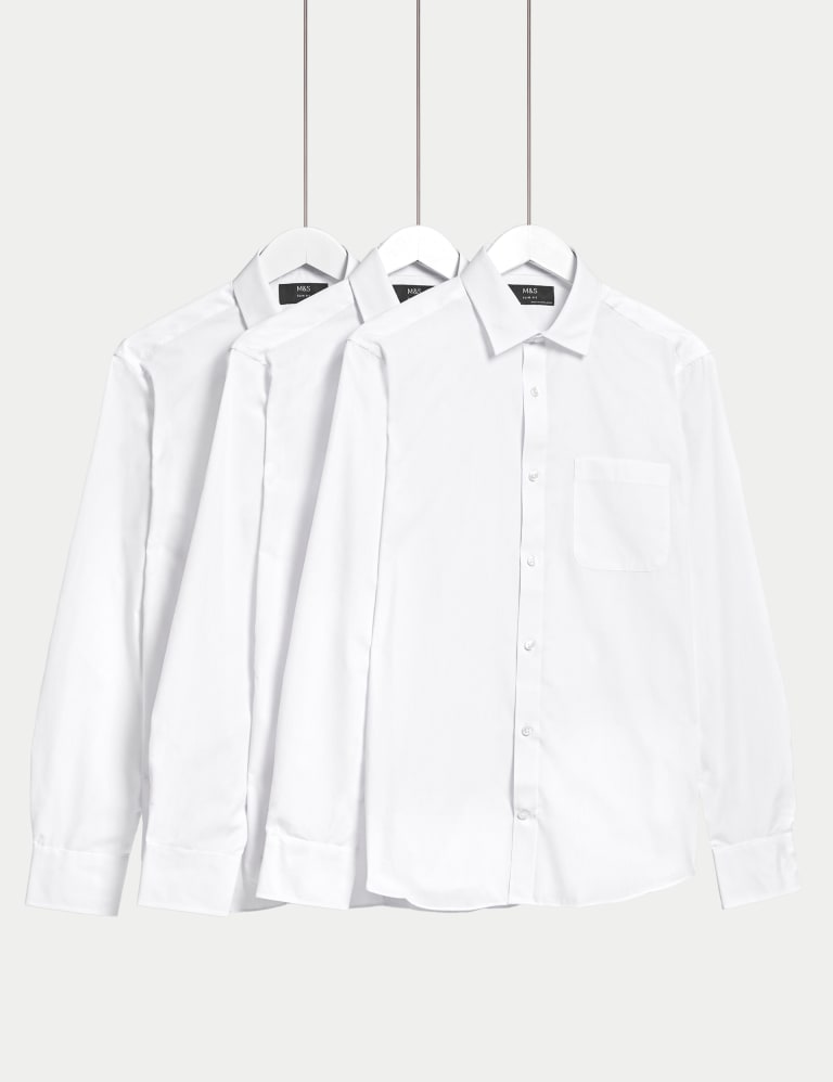 Shorter Length 3pk Slim Fit Long Sleeve Shirts M&S Collection M&S
