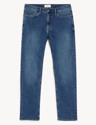 Shorter Length Straight Fit Stretch Jeans Image 2 of 6