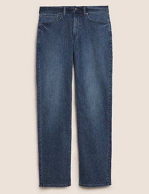 Shorter Length Straight Fit Stretch Jeans Image 2 of 5