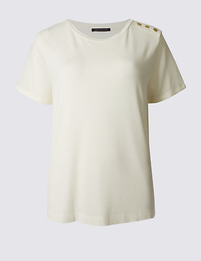 Shoulder Button Short Sleeve T-Shirt Image 2 of 5