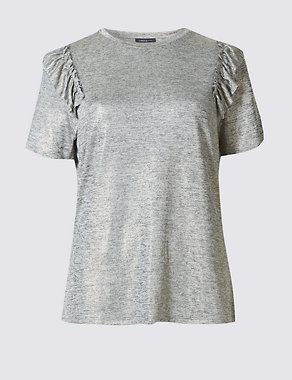 Shoulder Frill Short Sleeve T-Shirt Image 2 of 4