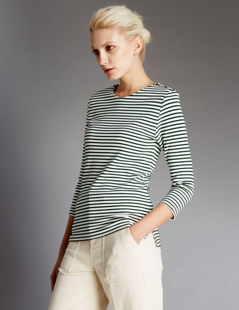 Shoulder Zipped Striped Top 1 of 3