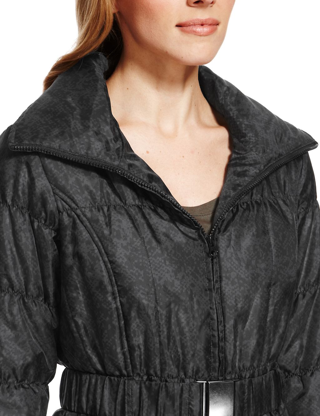 Shower Resistant Hooded Faux Snakeskin Belted Anorak with Stormwear™ 8 of 8