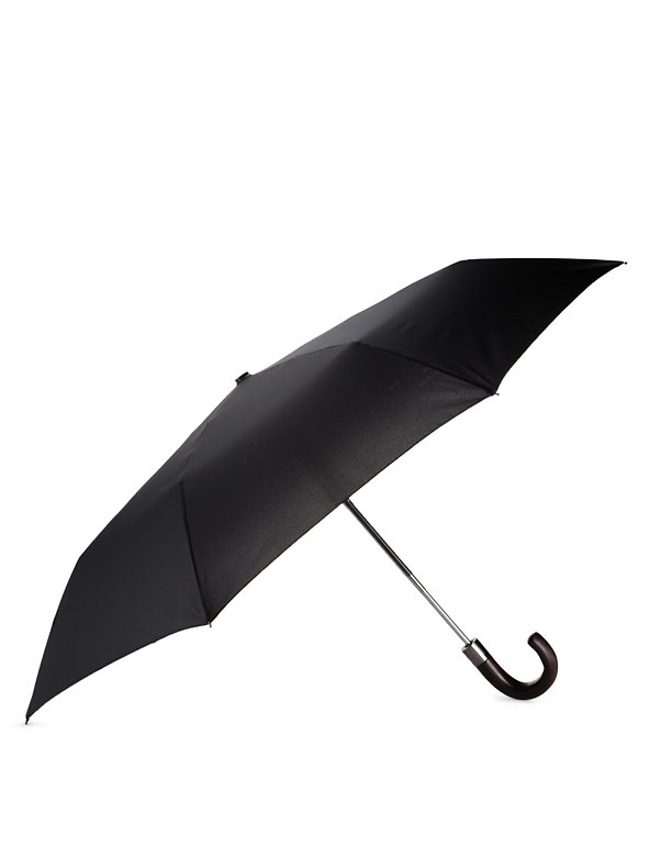 Showerproof Automatic Open Wooden Crook Handle Umbrella Image 1 of 2