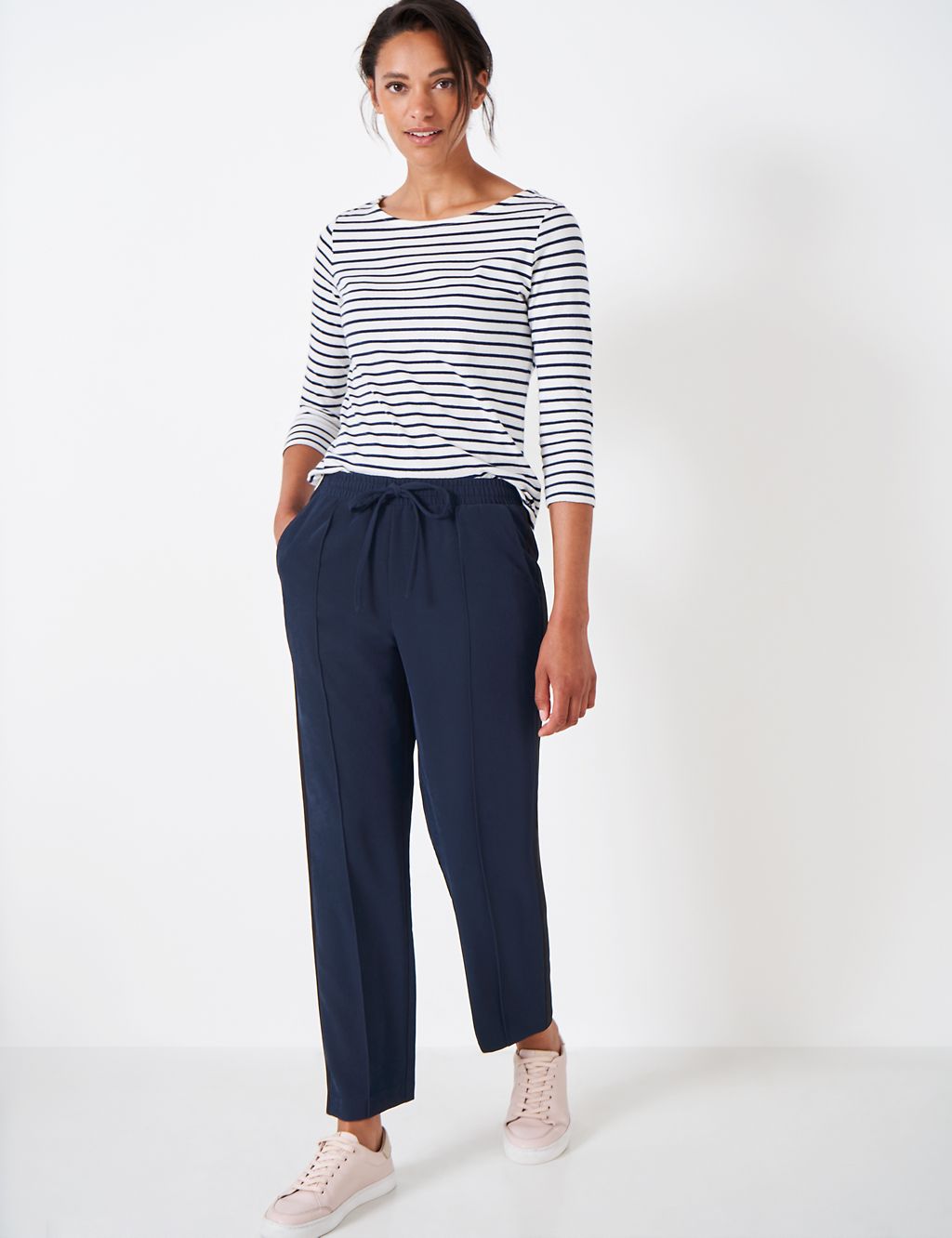 Side Stripe Drawstring Tapered Trousers | Crew Clothing | M&S
