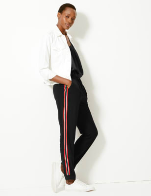 Striped store tapered trousers