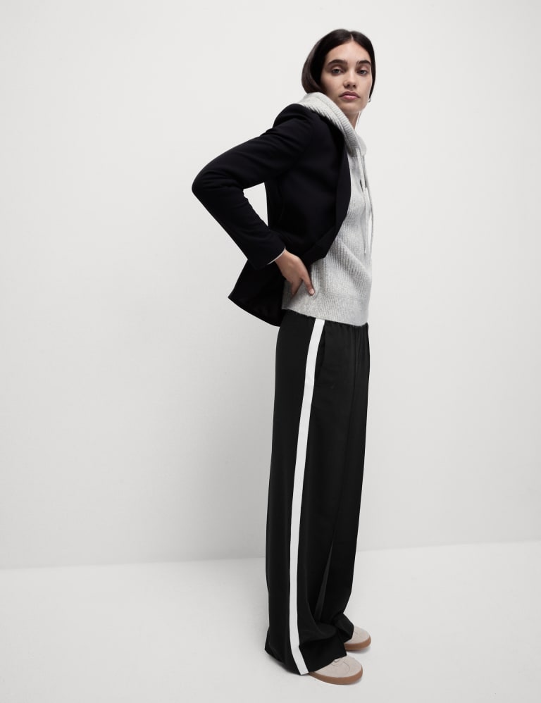 Side Stripe High Waisted Crepe Trousers