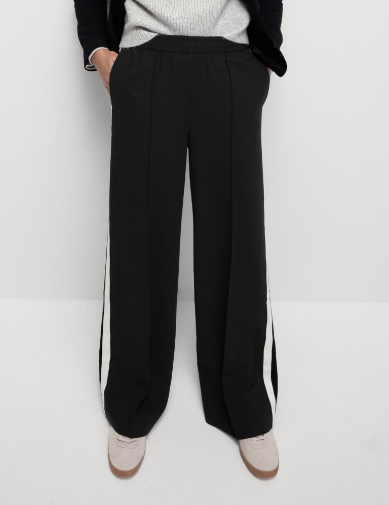 Pants with discount stripe down side