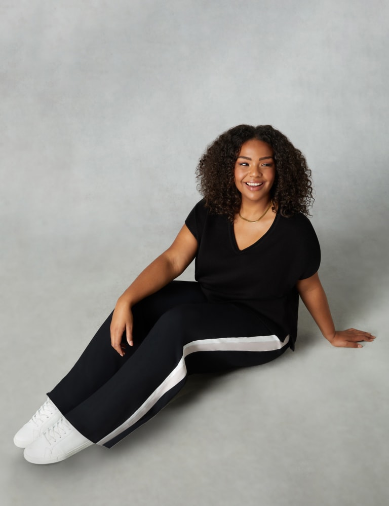 Plus size side stripe trousers online