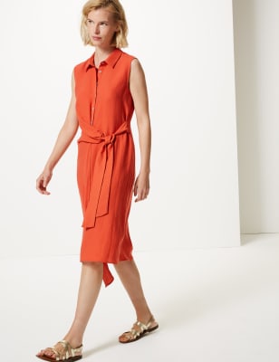 Midi sleeveless 2024 shirt dress