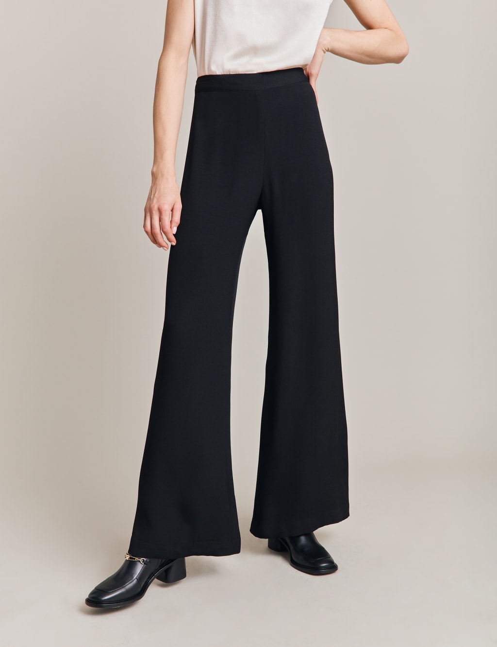 Topshop Tall faux leather zip front skinny flare trouser with