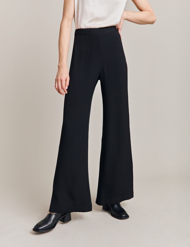 Buy Love & Roses Black Velvet High Waist Wide Leg Tailored Trousers from  the Next UK online shop