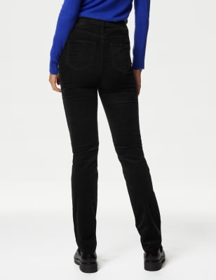 Ladies black cord 2024 trousers straight leg