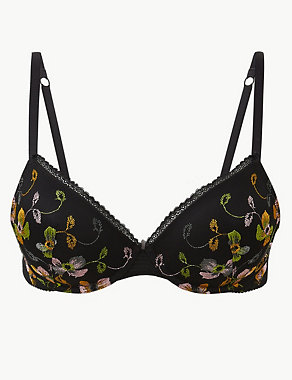 Sienna Embroidery Padded Plunge Bra A-E Image 2 of 4