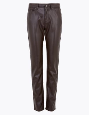 m and s faux leather trousers