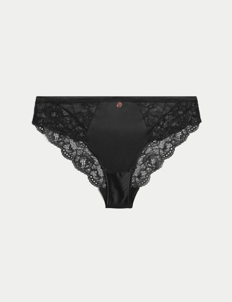 M&S AUTOGRAPH Black Lace & Satin Brazilian Underwear Lingerie