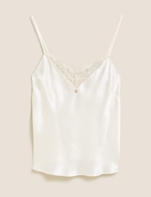 white satin lace cami