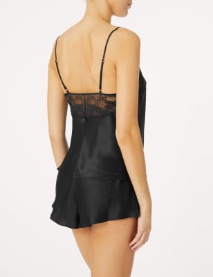 Marks & Spencer Women's Rosie Silk & Lace Trim Camisole, Black, 8 :  : Clothing, Shoes & Accessories