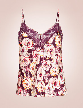 Silk & Lace Floral Print Camisole Image 2 of 5