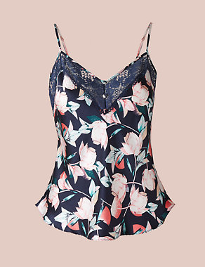 Silk & Lace Floral Print Camisole Image 2 of 5
