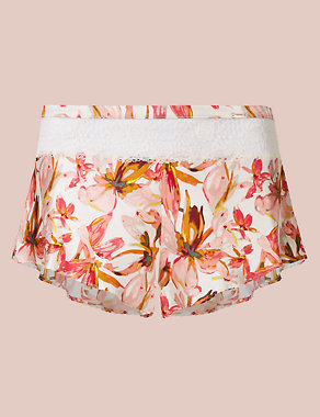 Silk & Lace Floral Print French Knickers Image 2 of 5