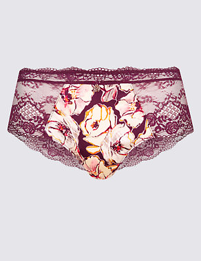 Silk & Lace Floral Print Shorts Image 2 of 5