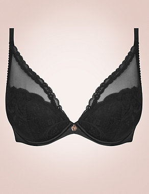 Silk & Lace High Apex Padded Bra A-E Image 2 of 5