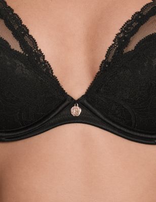 M&S ROSIE FOR AUTOGRAPH Silk & Lace Padded High Apex Plunge Bra