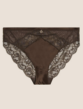 Silk & Lace High Leg Knickers Image 2 of 8