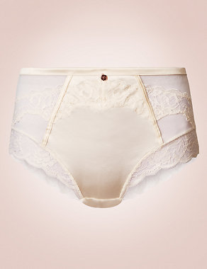 Silk & Lace High Waisted Knickers Image 2 of 5