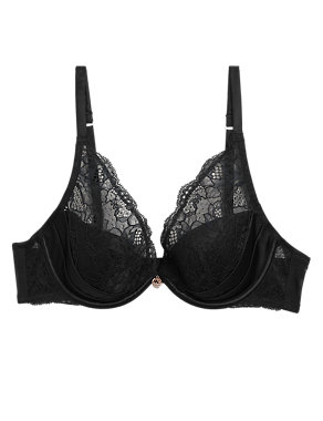 Silk & Lace Padded Plunge Bra A-G Image 2 of 6