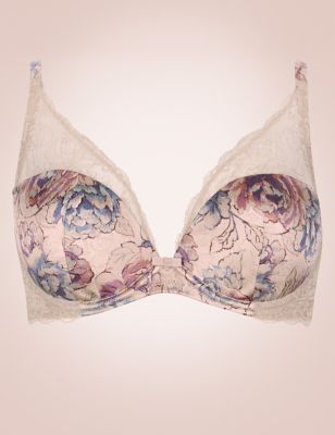 Silk & Lace Print High Apex Padded Plunge Bra A-E Image 2 of 5