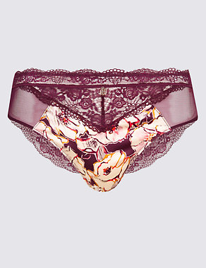Silk & Lace Printed High Leg knickers Image 2 of 5